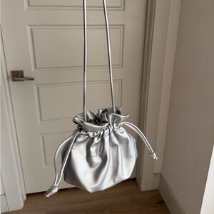 Elegant Silver Drawstring Bag